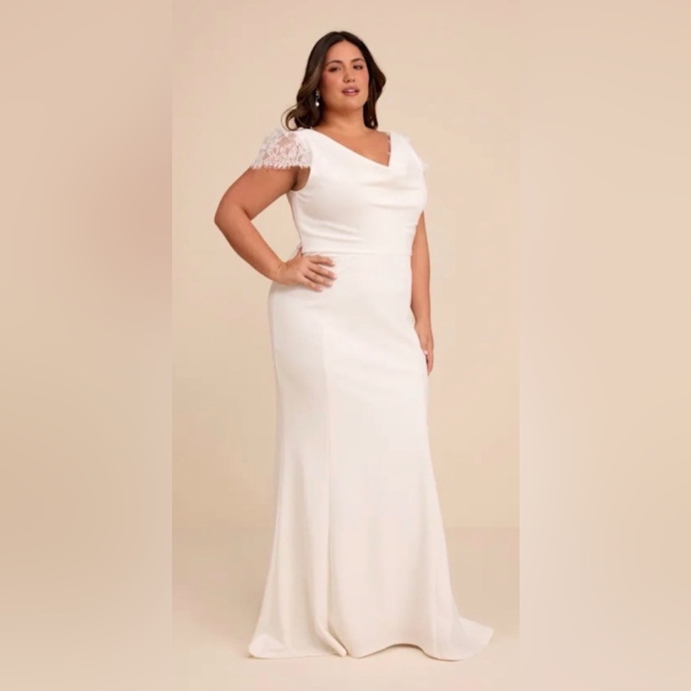 Lulus Forever Beloved White Lace Cap Sleeve Mermaid Maxi Dress Sz 1xL